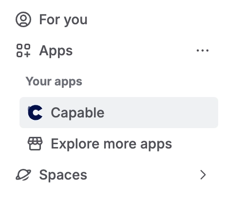 Confluence Apps menu
