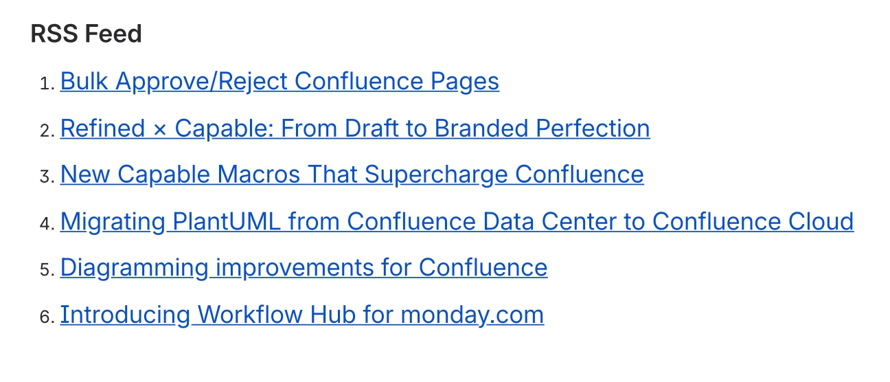 Exporting the RSS Feed from Confluence
