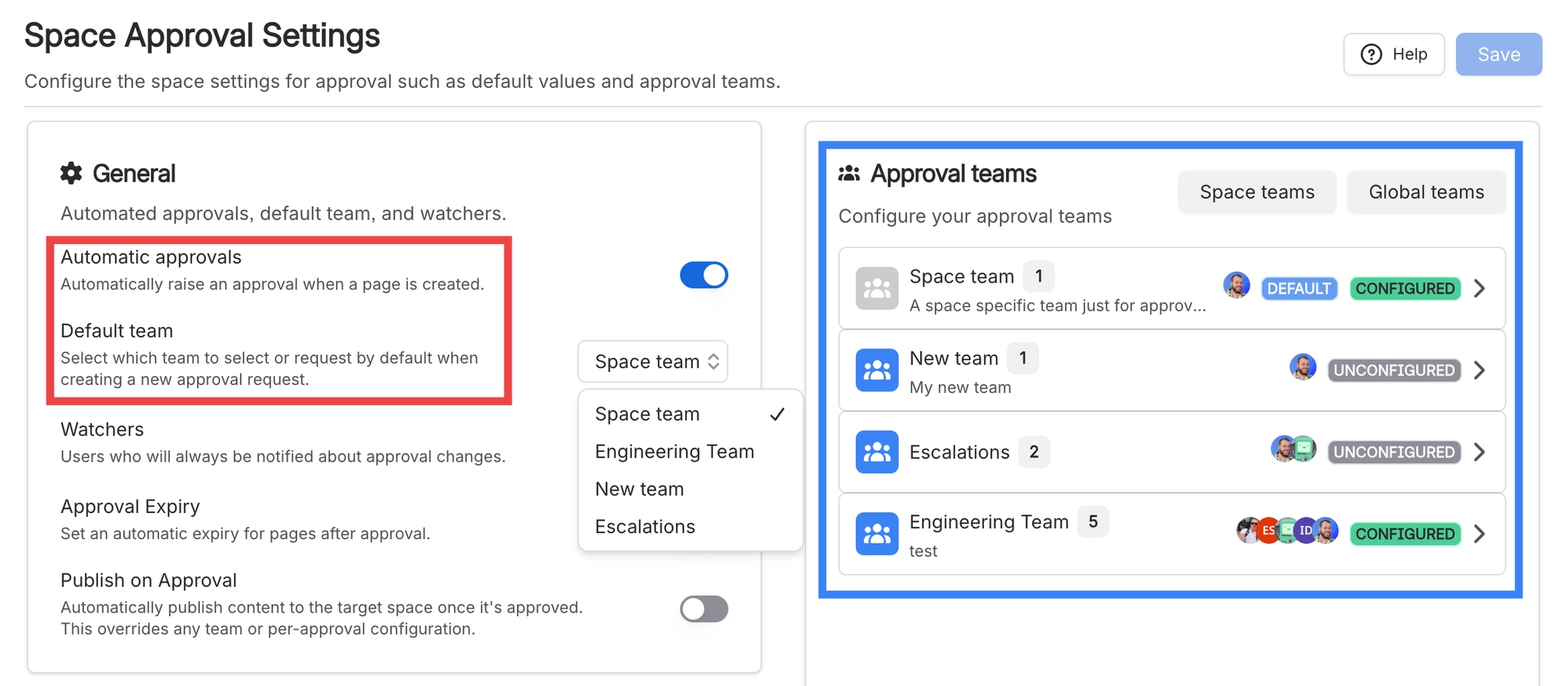 Capable Approval Space Settings