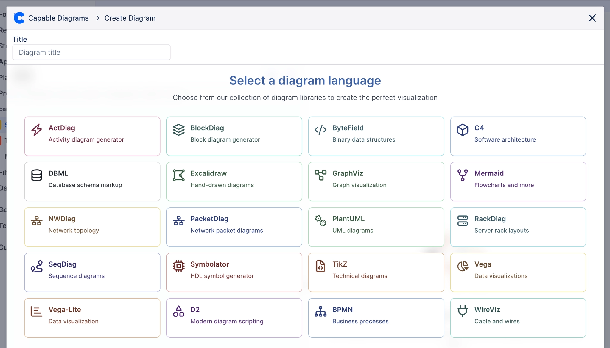Choose diagram library to use