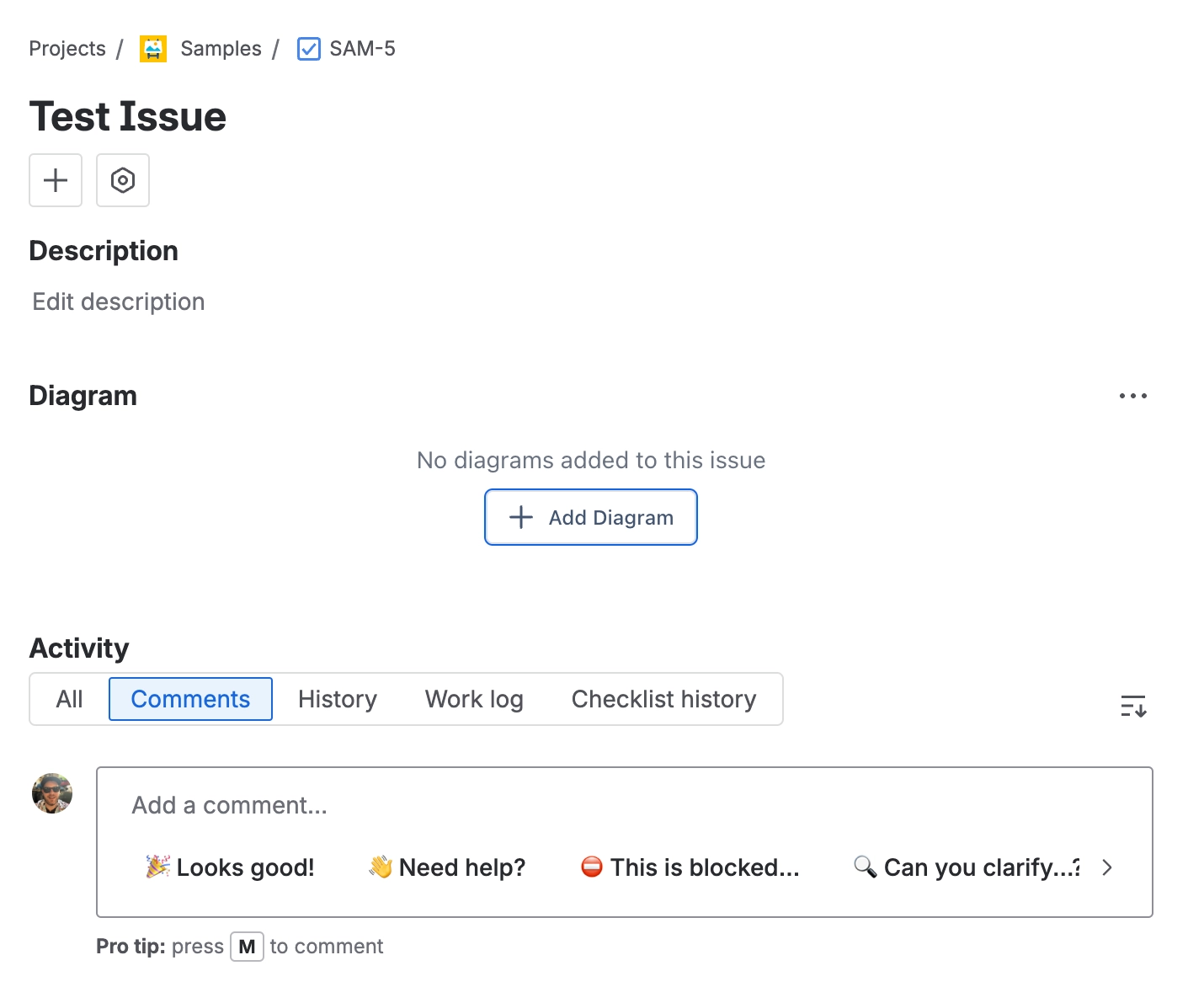 Add diagram from the Diagram panel in Jira