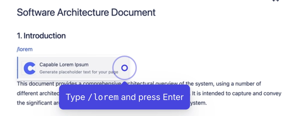 Insert the lorem ipsum macro in Confluence