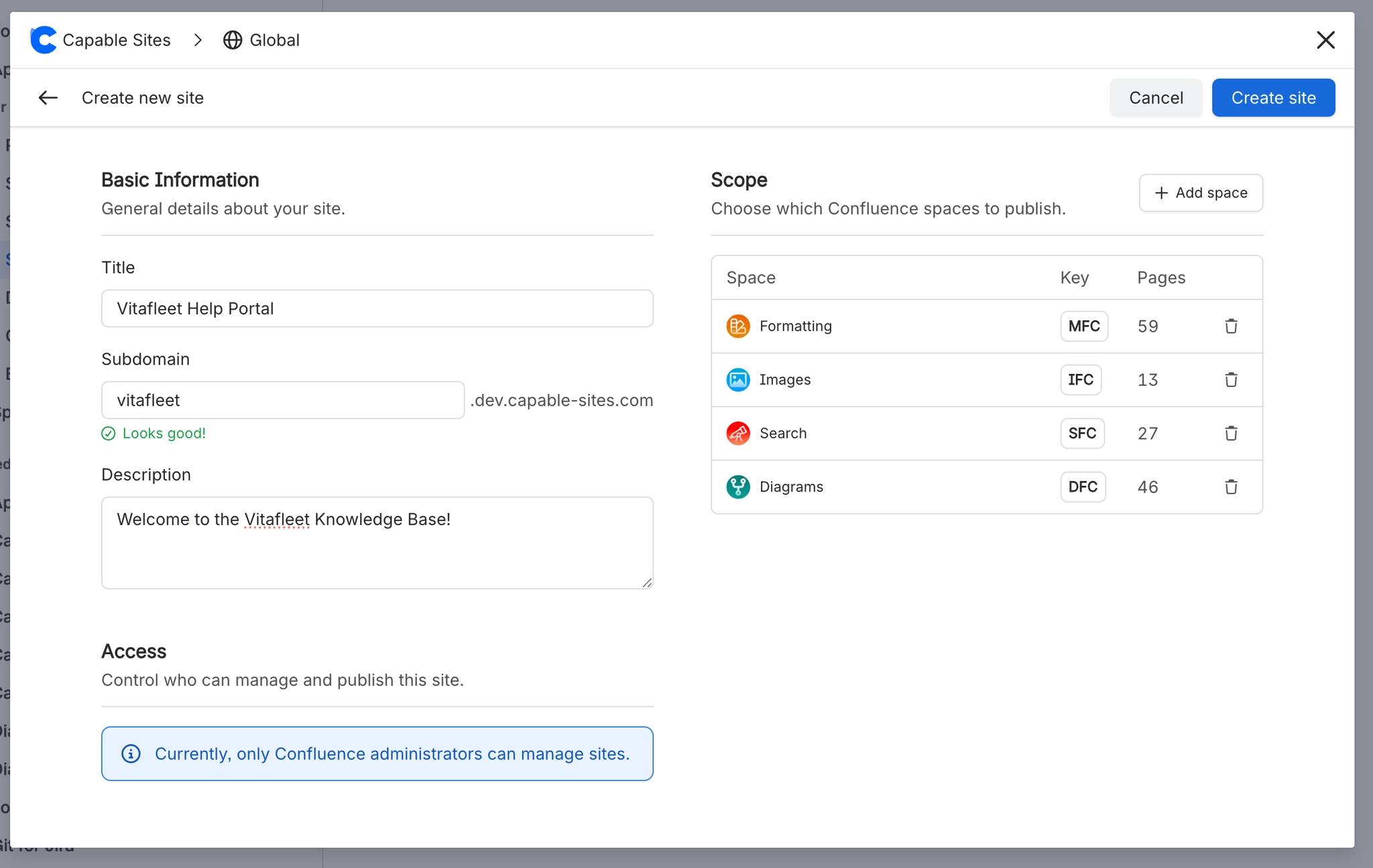 Create a new Capable Site