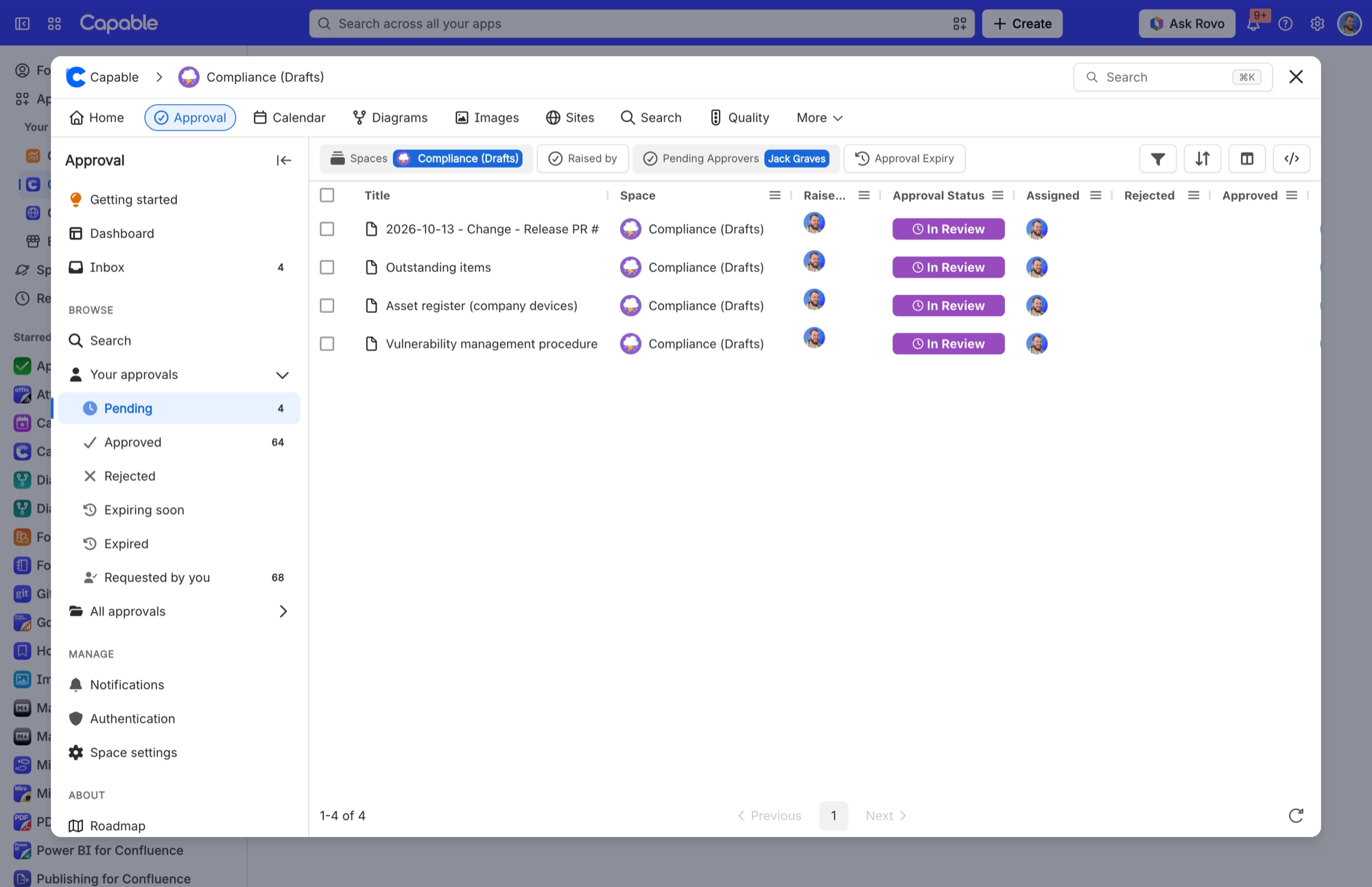 Your approvals in the Approval app, with Expiring soon and Expired views in the sidebar and an Approval Expiry filter above the list