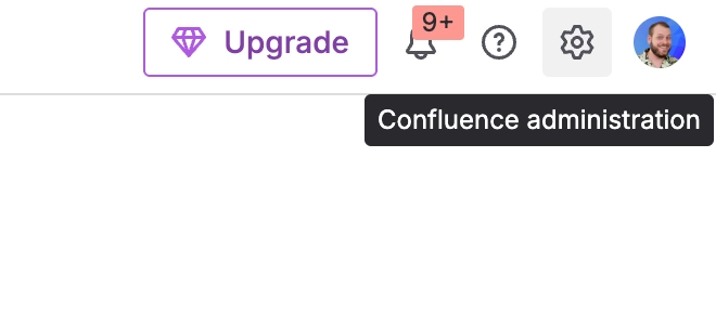 Confluence settings menu