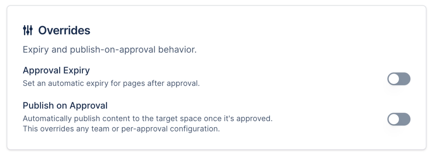 Confluence Approval Override Settings