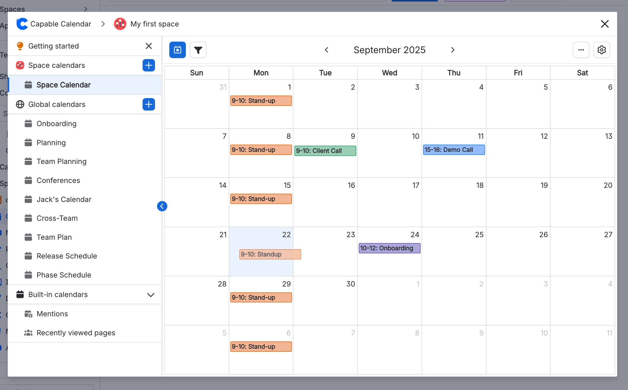 Drag events around the calendar