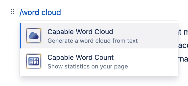 Insert word cloud macro in Confluence