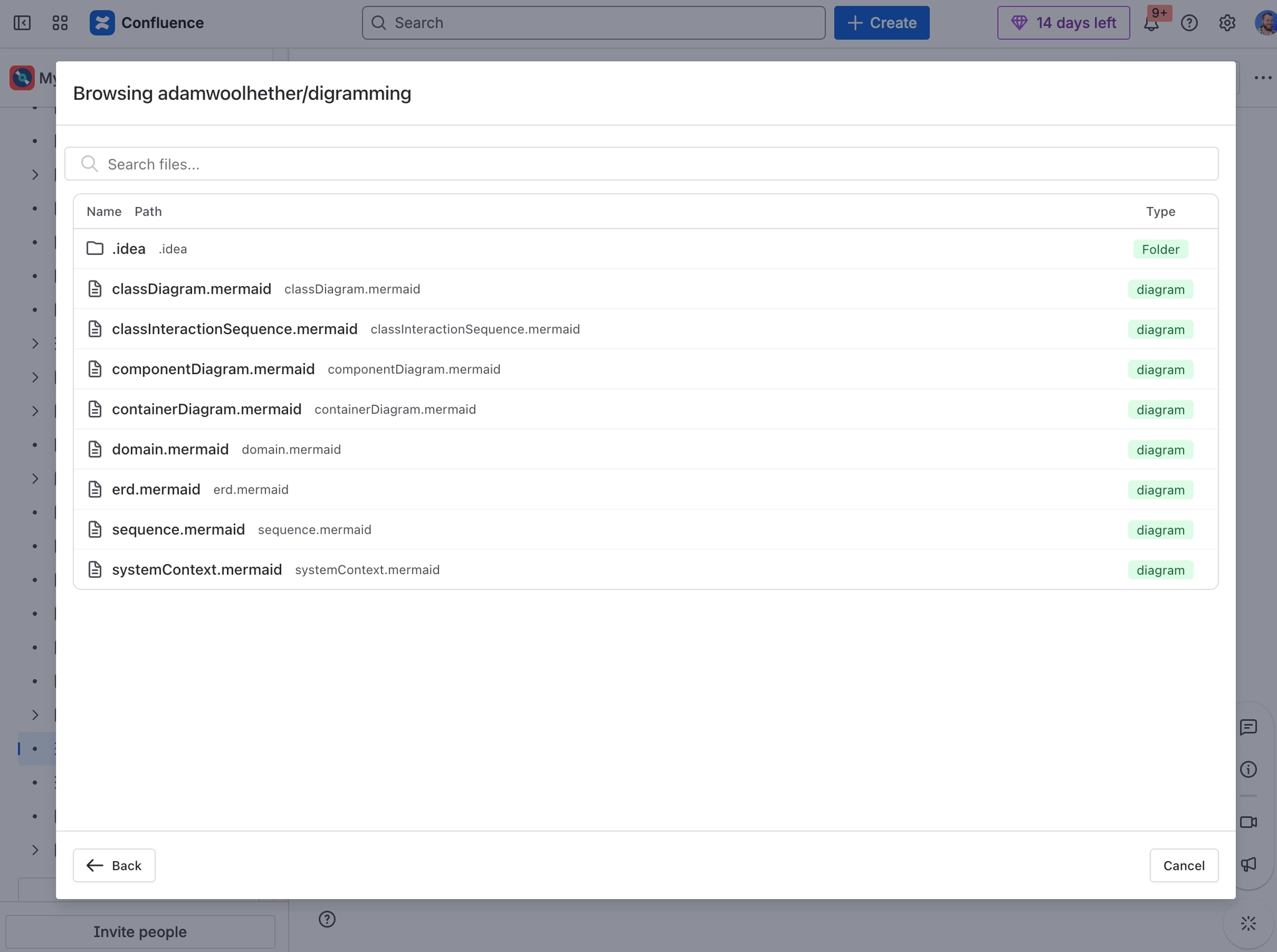 Browse repository files in Confluence