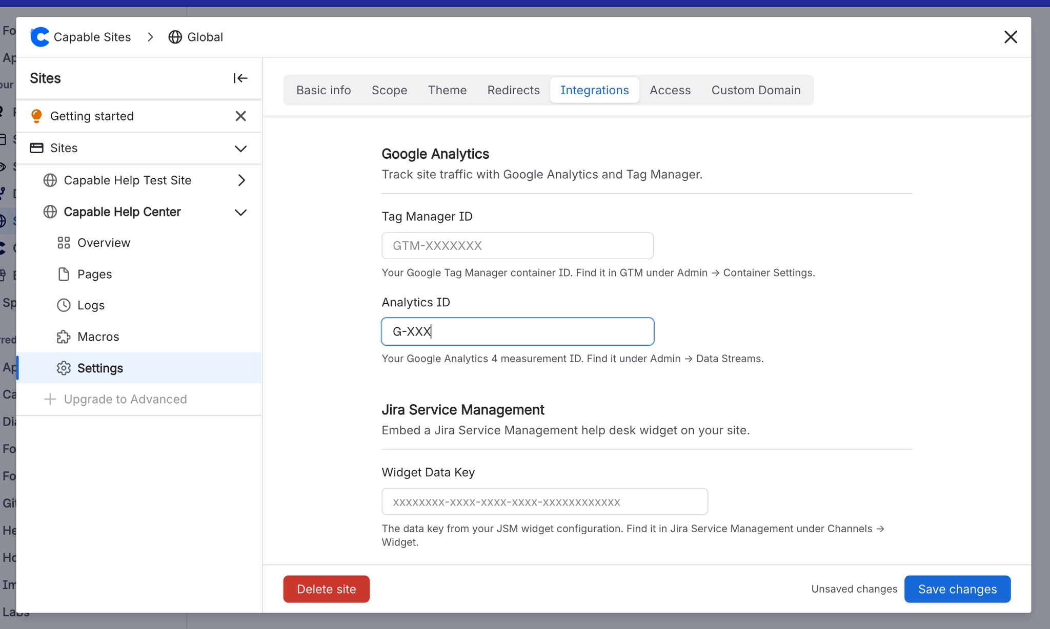 Integrations for Capable Sites
