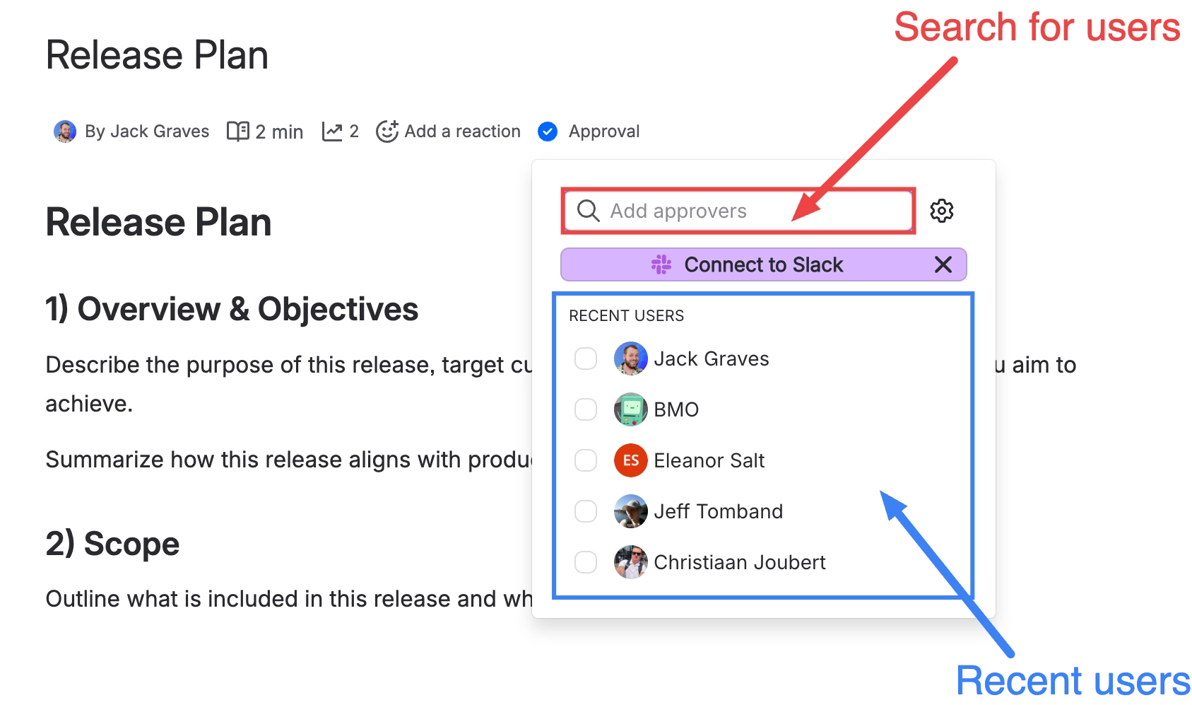 Request approval on a page in Confluence