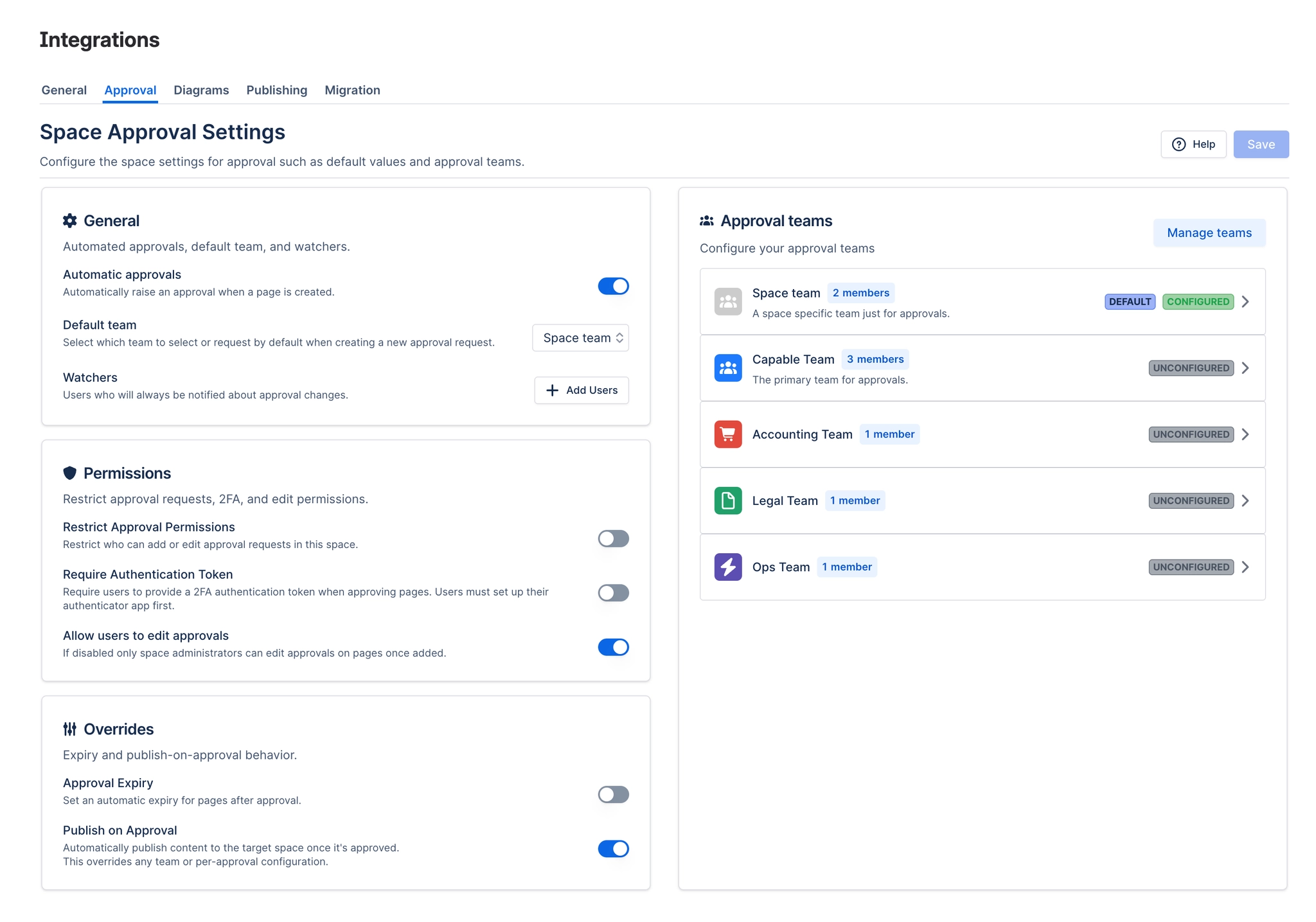 Set up predefined Confluence Approval Teams