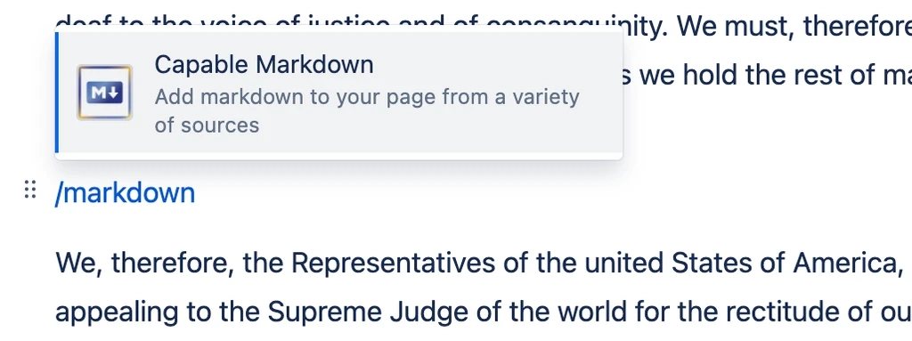 Insert the Confluence Markdown Macro