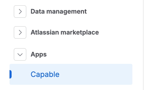 Confluence Apps Settings Menu