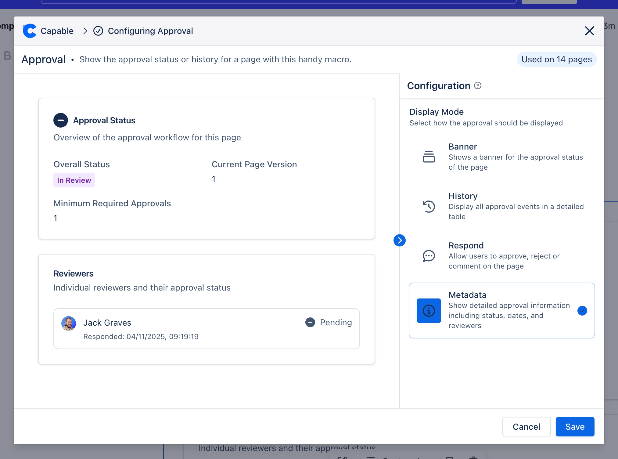 Confluence Approval Macro Configuration