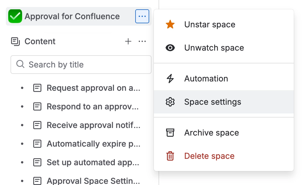 Confluence Space Menu