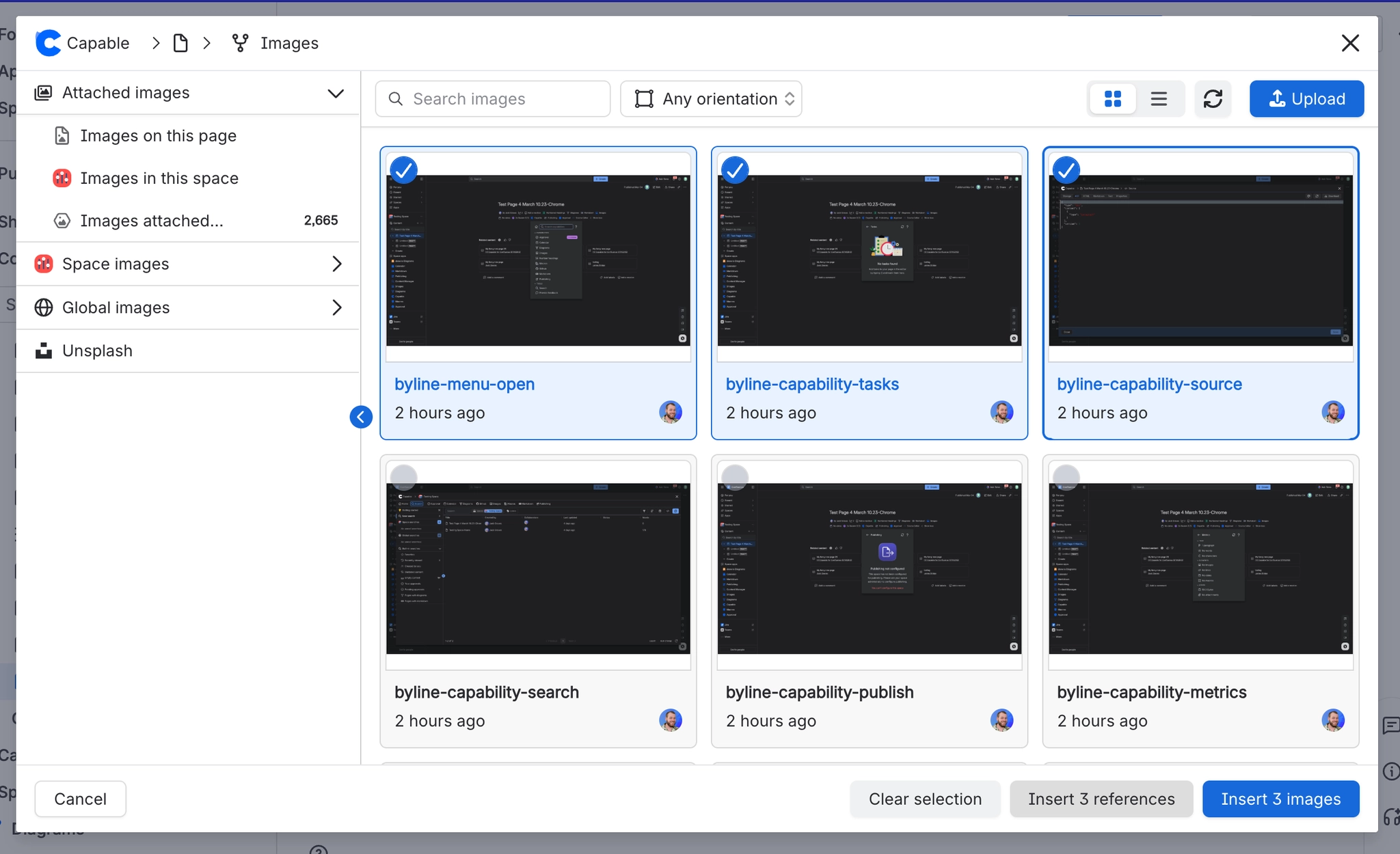 Click Insert References to keep images in sync