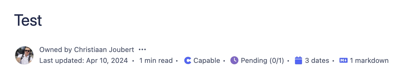 Confluence page byline