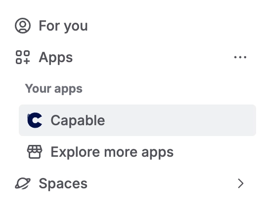 Confluence Apps Menu