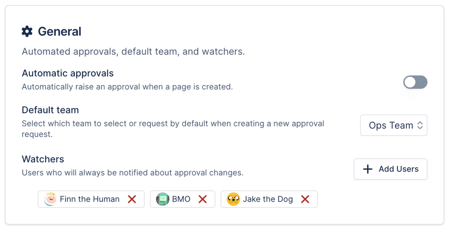 Confluence Approval Settings