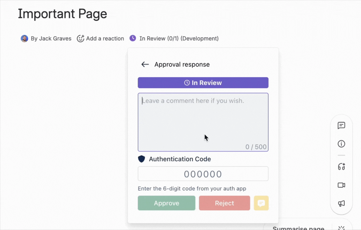 Using 2FA Codes in Confluence Approval