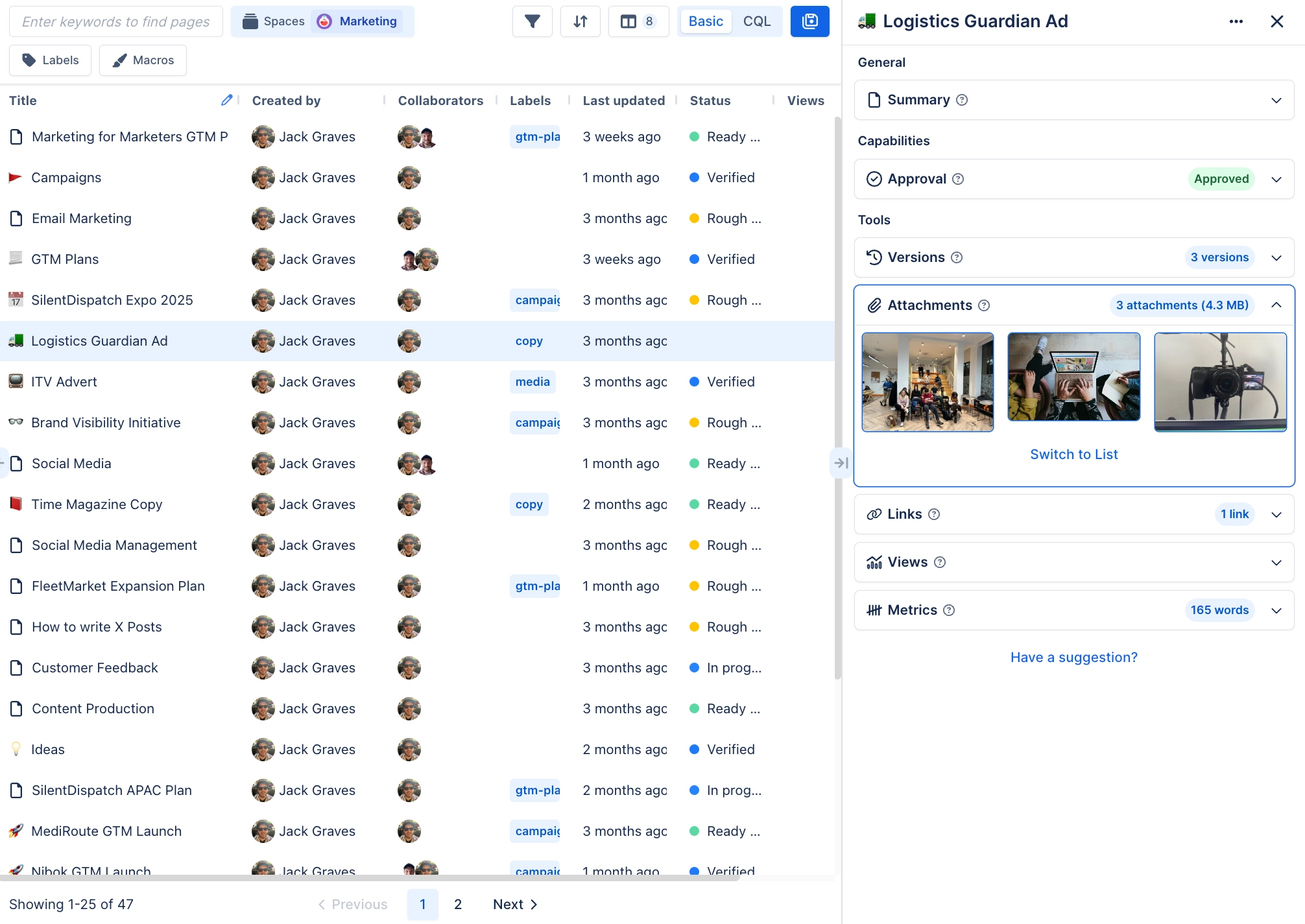 Browse images from Confluence pages