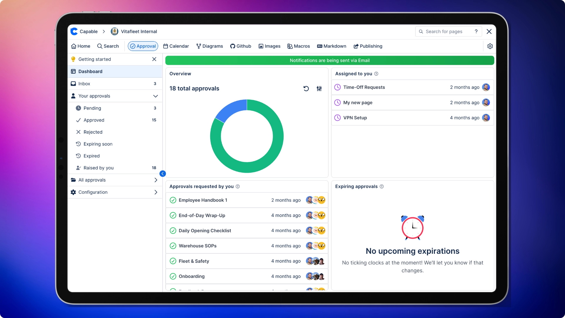Confluence Approval Dashboard