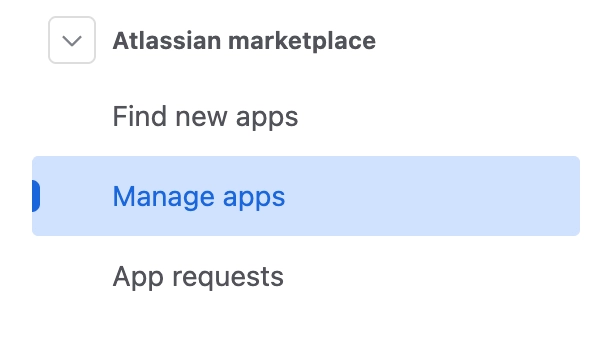 Confluence 'Manage apps' page